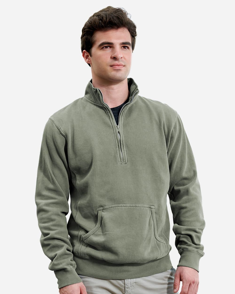Unisex Pigment-Dyed Fleece Quarter-Zip Pullover