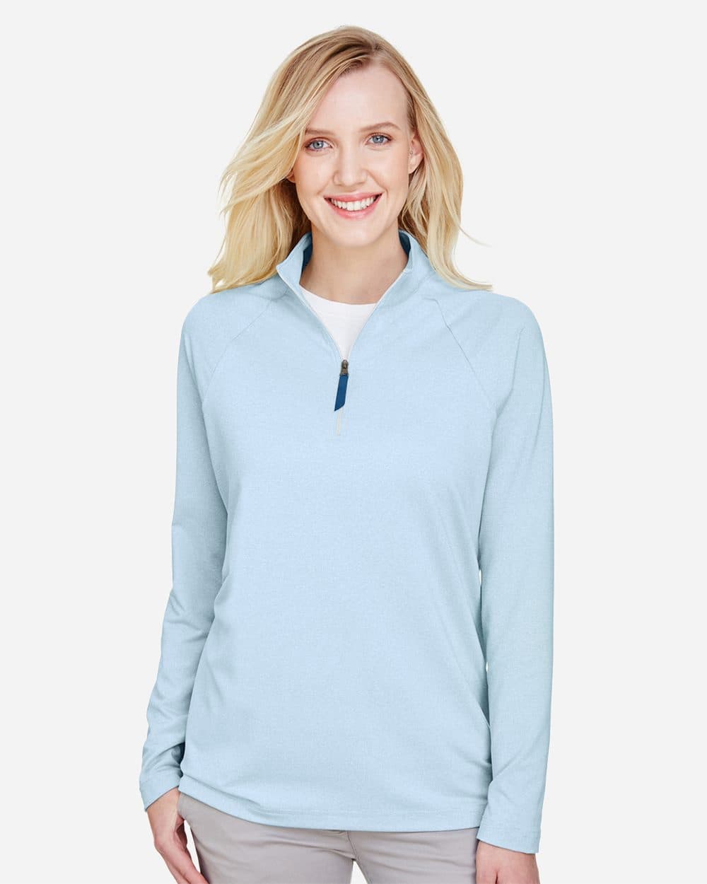 Women's CrownLux Performance® Clubhouse Micro-Stripe Quarter-Zip Pullover