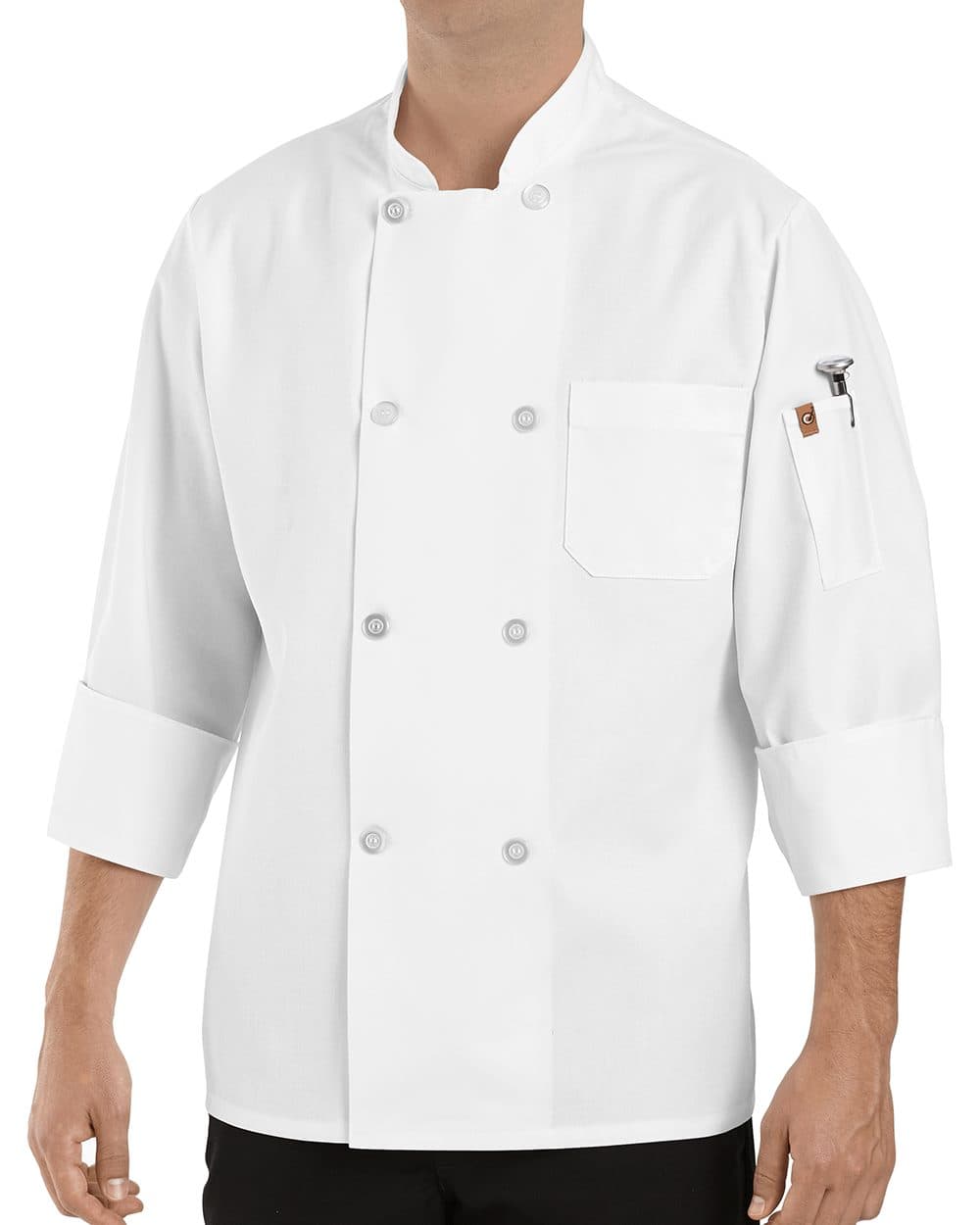 Eight Pearl Button Chef Coat with Thermometer Pocket