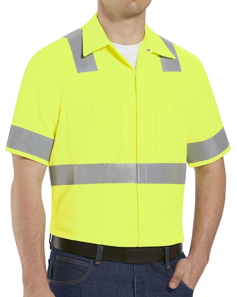 Men's High Visibility Safety Short Sleeve Work Shirt