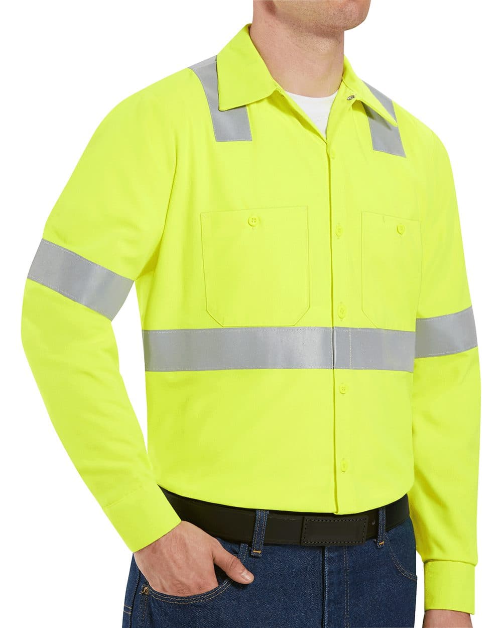 Men's High Visibility Safety Long Sleeve Work Shirt