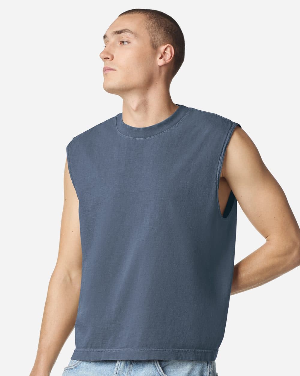 Unisex Heavyweight Cotton Garment-Dyed Boxy Muscle Tee