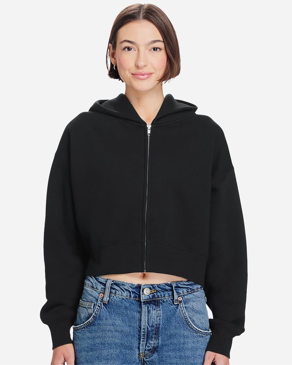 Women's Relaxed Cropped Full-Zip Hoodie Sweatshirt