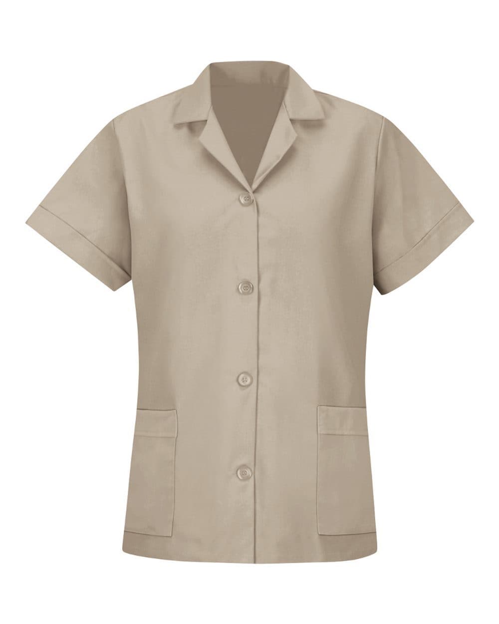 Women's Loose Fit Short Sleeve Button Smock