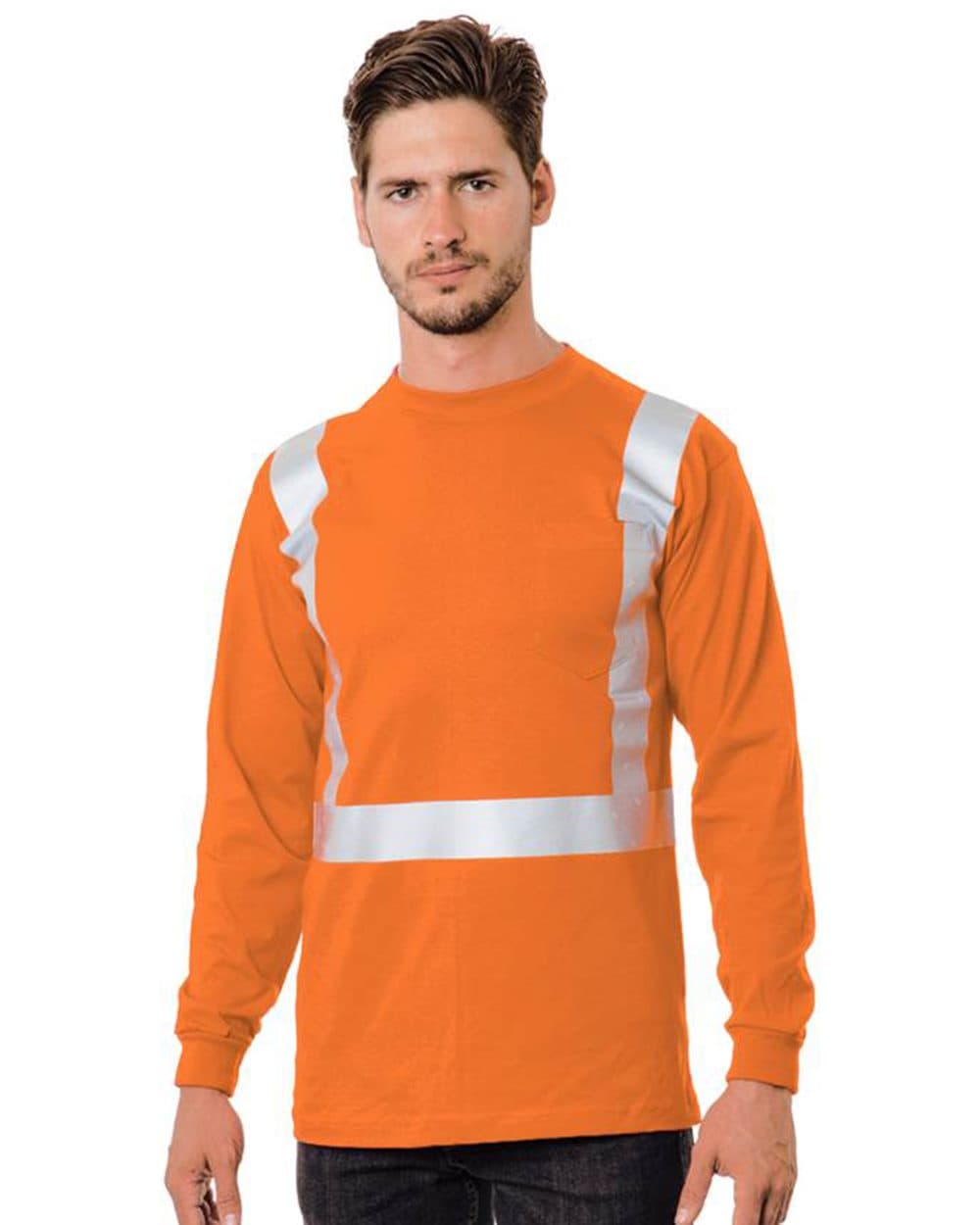 Unisex USA-Made 50/50 Hi-Visibility Long Sleeve Pocket T-Shirt